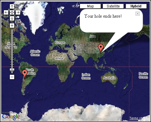 Digging to China? Start in South America.