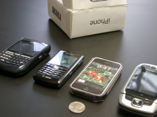 iPhone size comparison with Sidekick and Blackberry