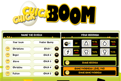 Chick Chick Boom Title Screen - Easy to play, and learn.